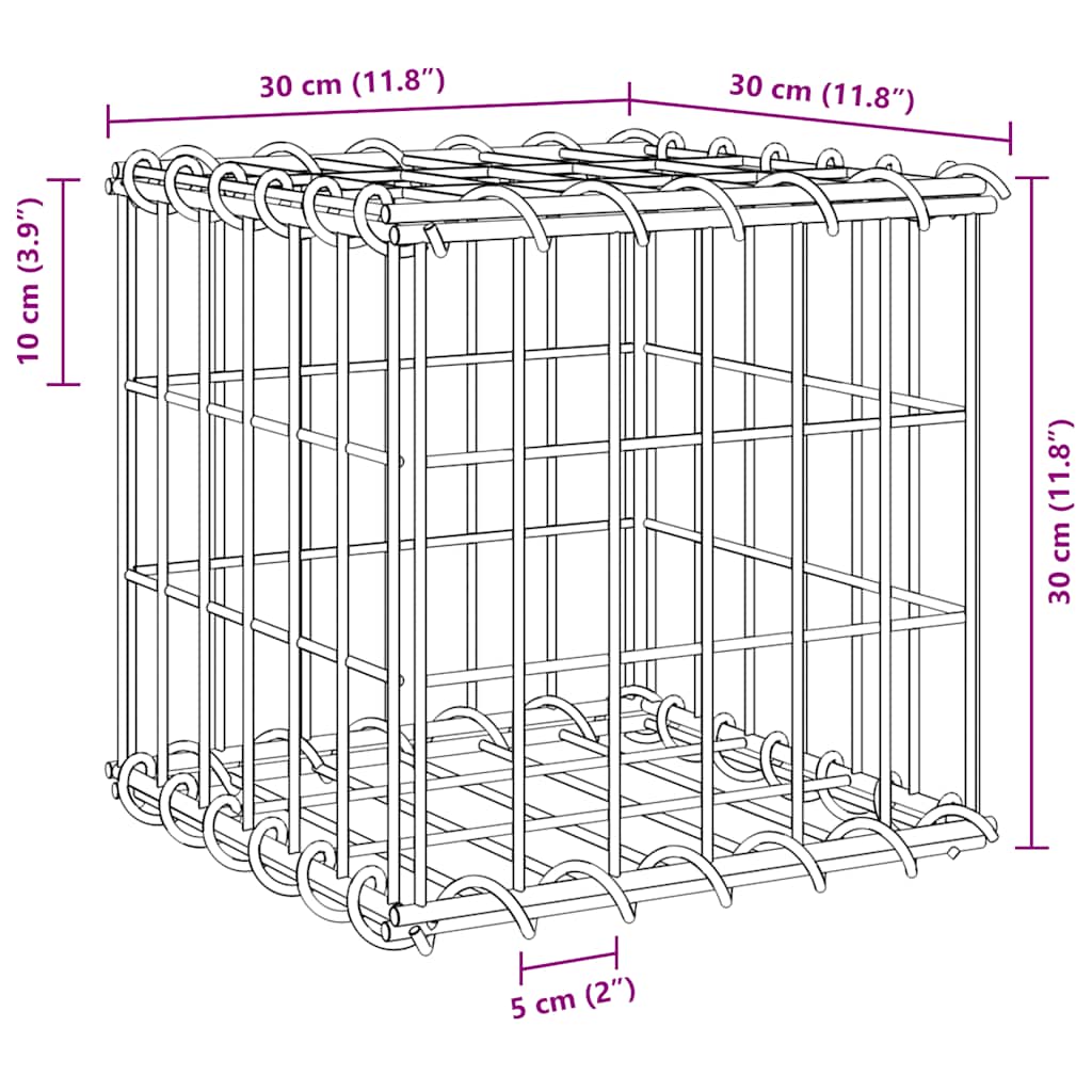 Кубичен габион повдигната леха, стоманена тел, 30x30x30 cм - VL145648 - Thumbnail 6