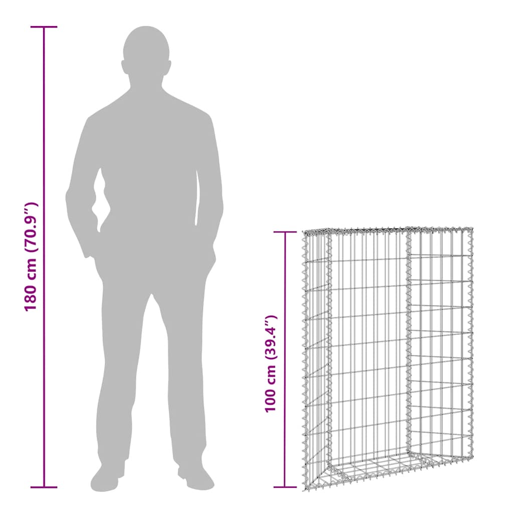 Габион повдигната леха трапец поцинкована стомана 80x20x100 см - VL145652 - Thumbnail 11