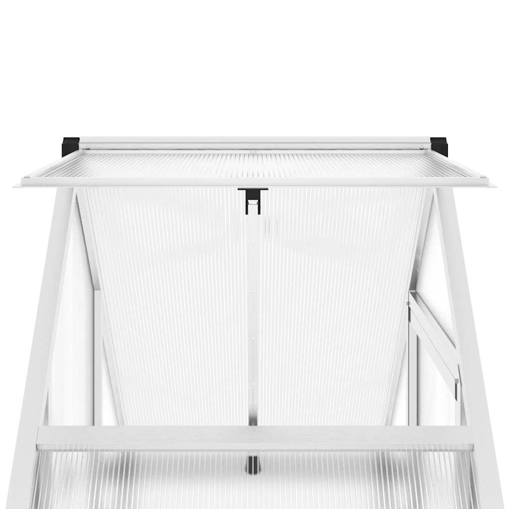 Оранжерия с основа рамка сребрист 169x58x195 см алуминий - Thumbnail 9