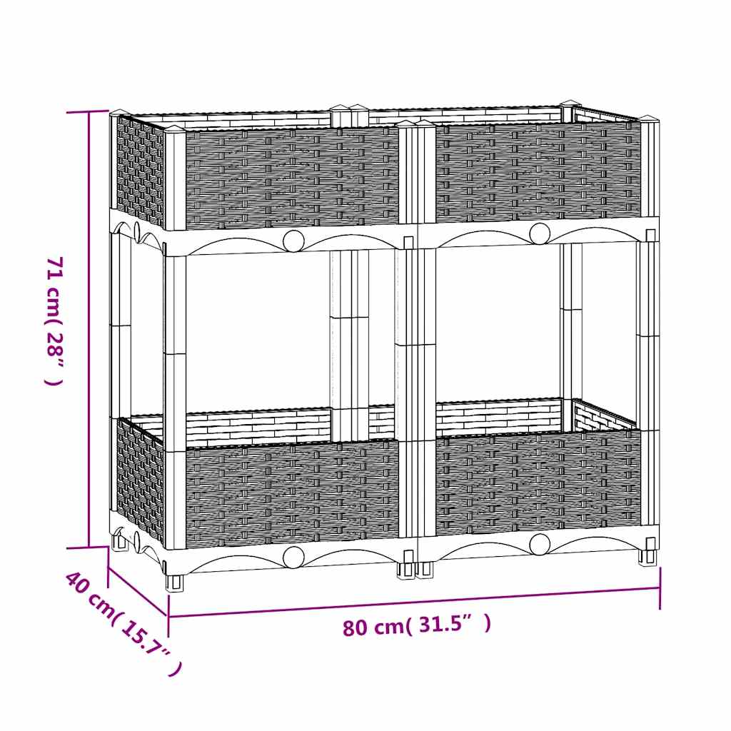 Повдигната леха, 80x40x71 см, полипропилен - VL153298 - Thumbnail 7