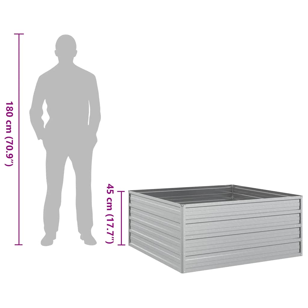 Повдигната градинска леха, 100x100x45 см, стомана, сребриста - VL316885 - Thumbnail 8