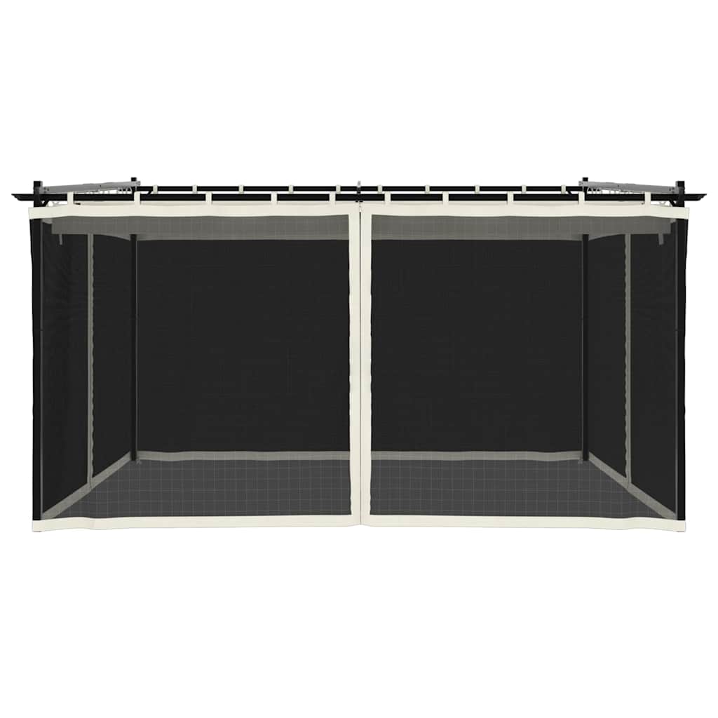 Беседка с мрежести стени, кремава, 4x3 м, стомана - VL4003911 - Thumbnail 4