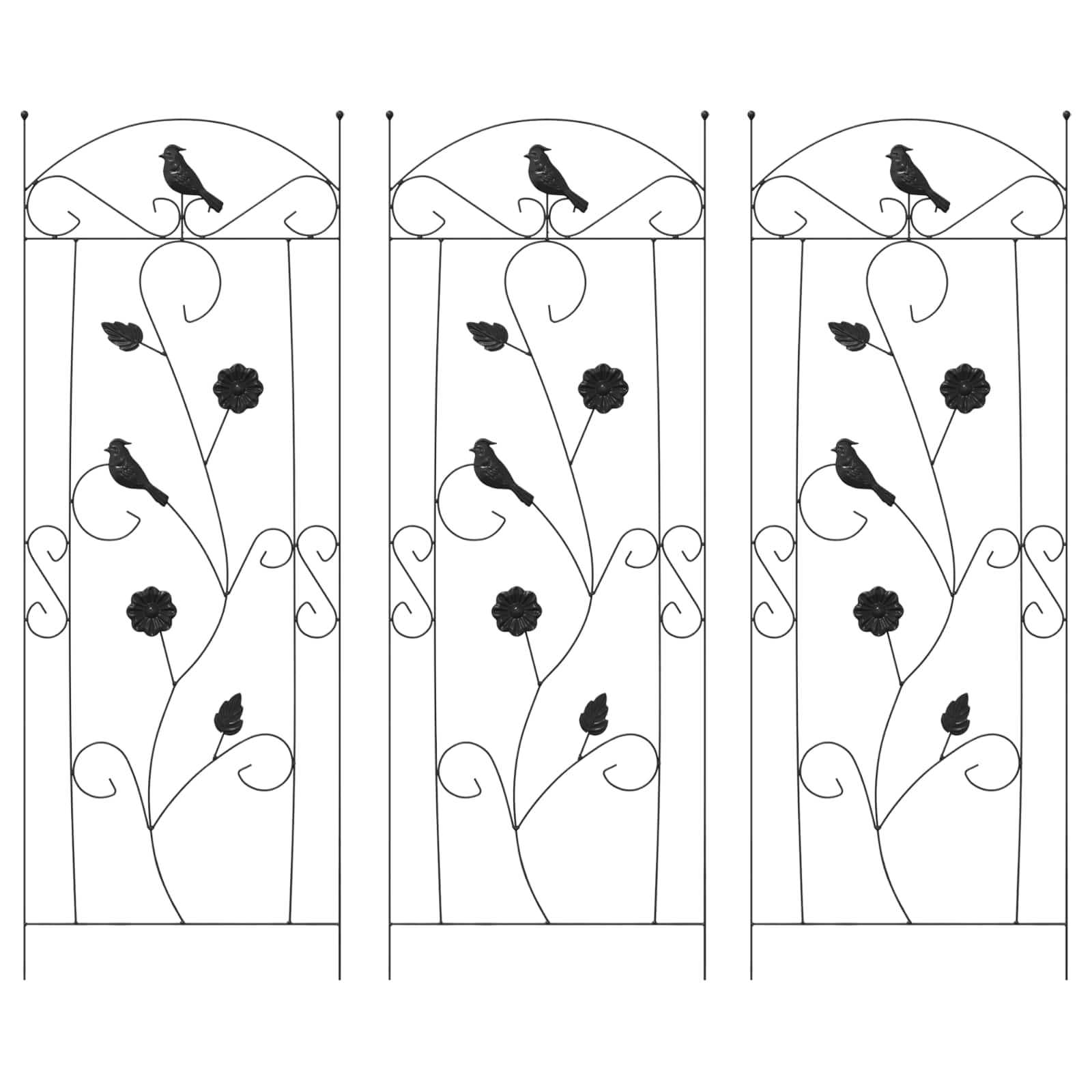 Градска ограда 3 pcs Черно 110 x 40 cm Стомана - VL42021362 - Thumbnail 2