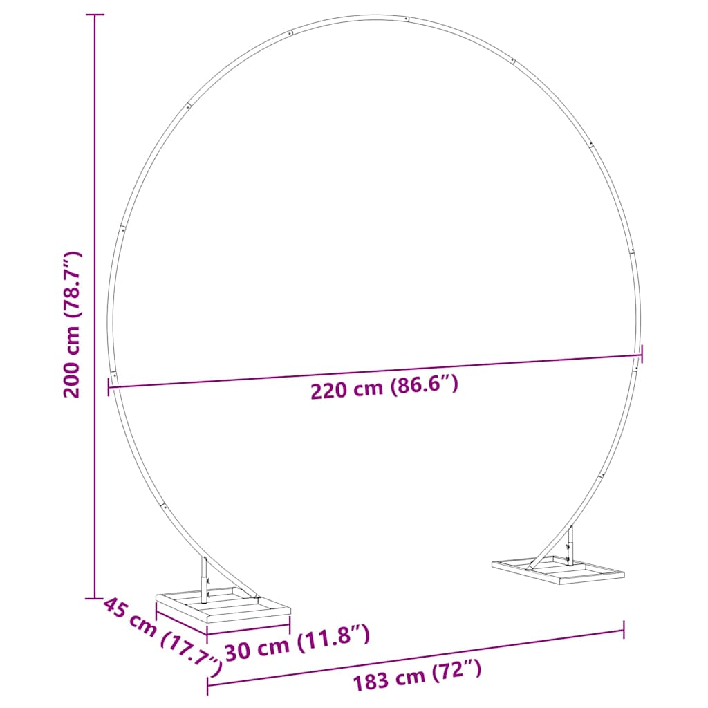 Сватбена арка Златист 220 x 45 x 200 см Стомана - VL42023030 - Thumbnail 9