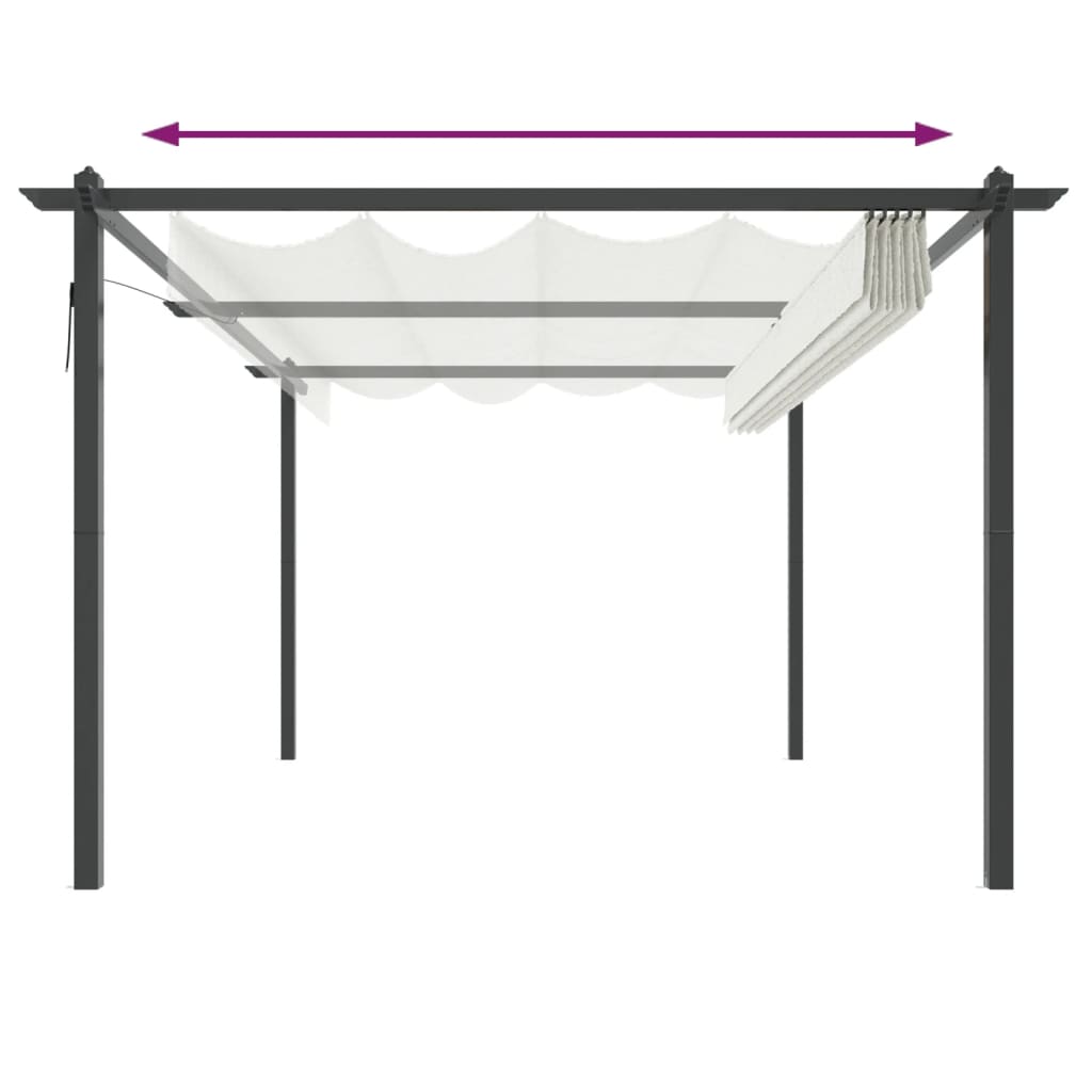 Градинска пергола с прибиращ се покрив, 4x3 м, кремава - VL318537 - Thumbnail 5