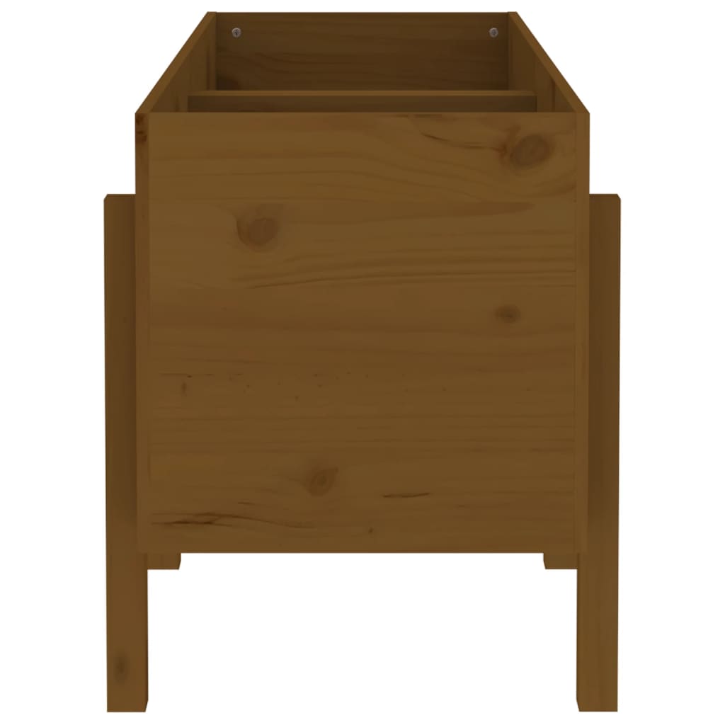 Градинско повдигнато легло меденокафяво 121x50x57 см бор масив - VL825229 - Image 4