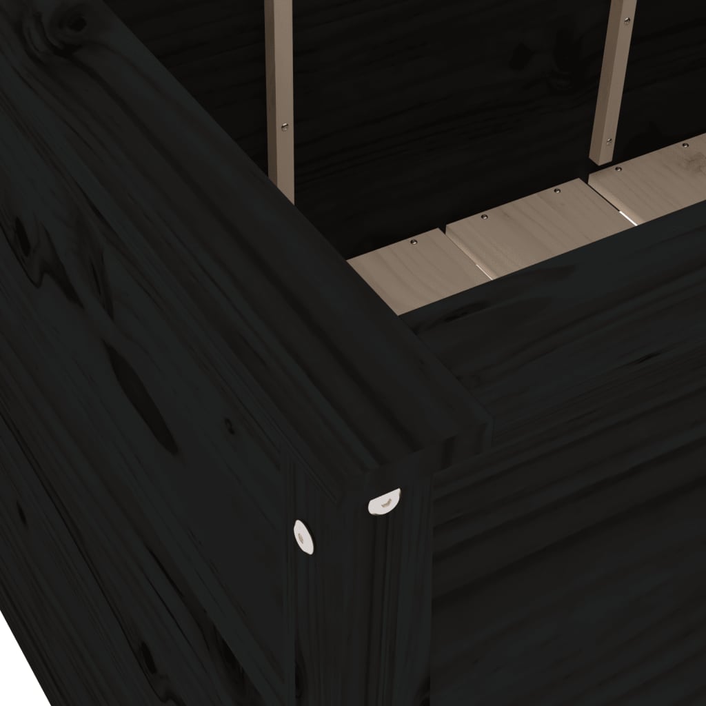 Градинско повдигнато легло, черно, 119,5x82,5x78 см, бор масив - VL825314 - Thumbnail 7