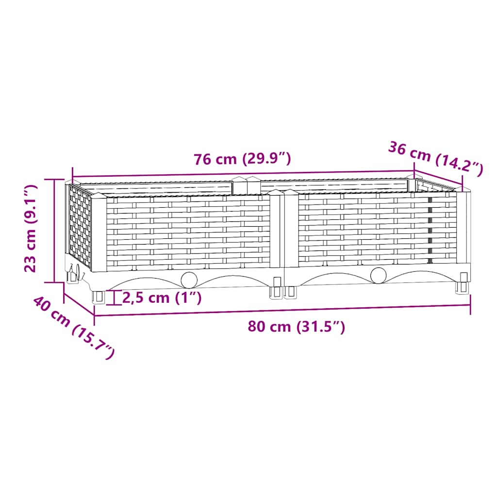 Повдигната леха, 80x40x23 см, полипропилен - VL316527 - Image 8