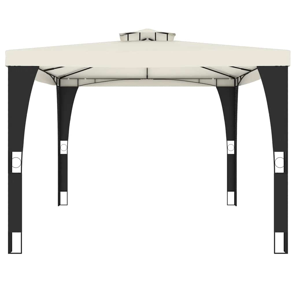 Беседка с двоен покрив, кремава, 3,98x2,98 м, стомана - VL368442 - Thumbnail 4