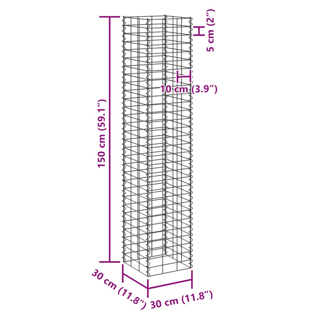 Габиони повдигнати лехи, 3 бр, 30x30x150 см, желязо - VL151250 - Thumbnail 9