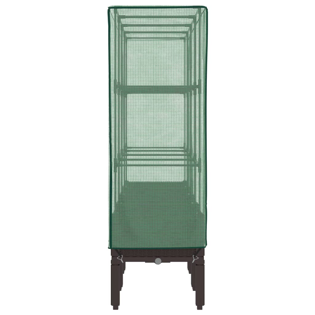 Повдигнато легло с оранжерия калъф, ратанов вид, 160x40x140 см - VL4015807 - Image 5