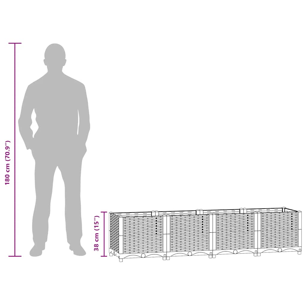 Повдигната леха 160x40x38 см, полипропилен - VL316518 - Image 9