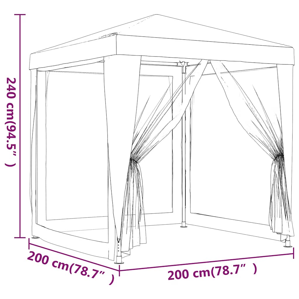 Шатра за партита с 4 мрежести стени, 2x2 м, бяла - VL48520 - Thumbnail 7