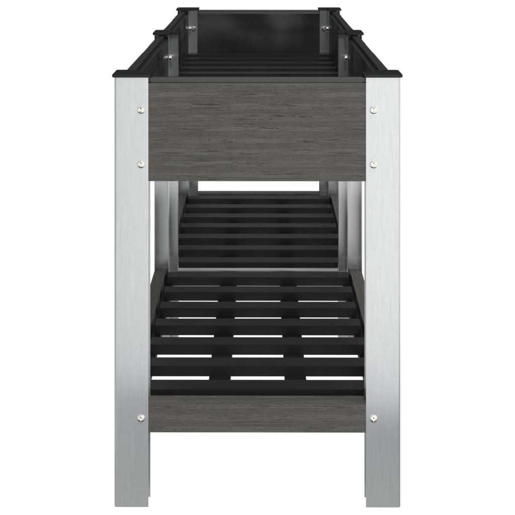 Градинска повдигната леха с рафт, сива, 150x50x75 см, WPC - VL362571 - Thumbnail 4