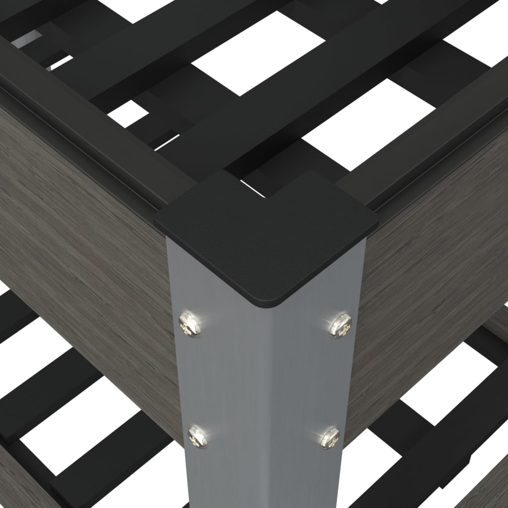 Градинска повдигната леха с рафт, сива, 150x50x75 см, WPC - VL362571 - Thumbnail 6