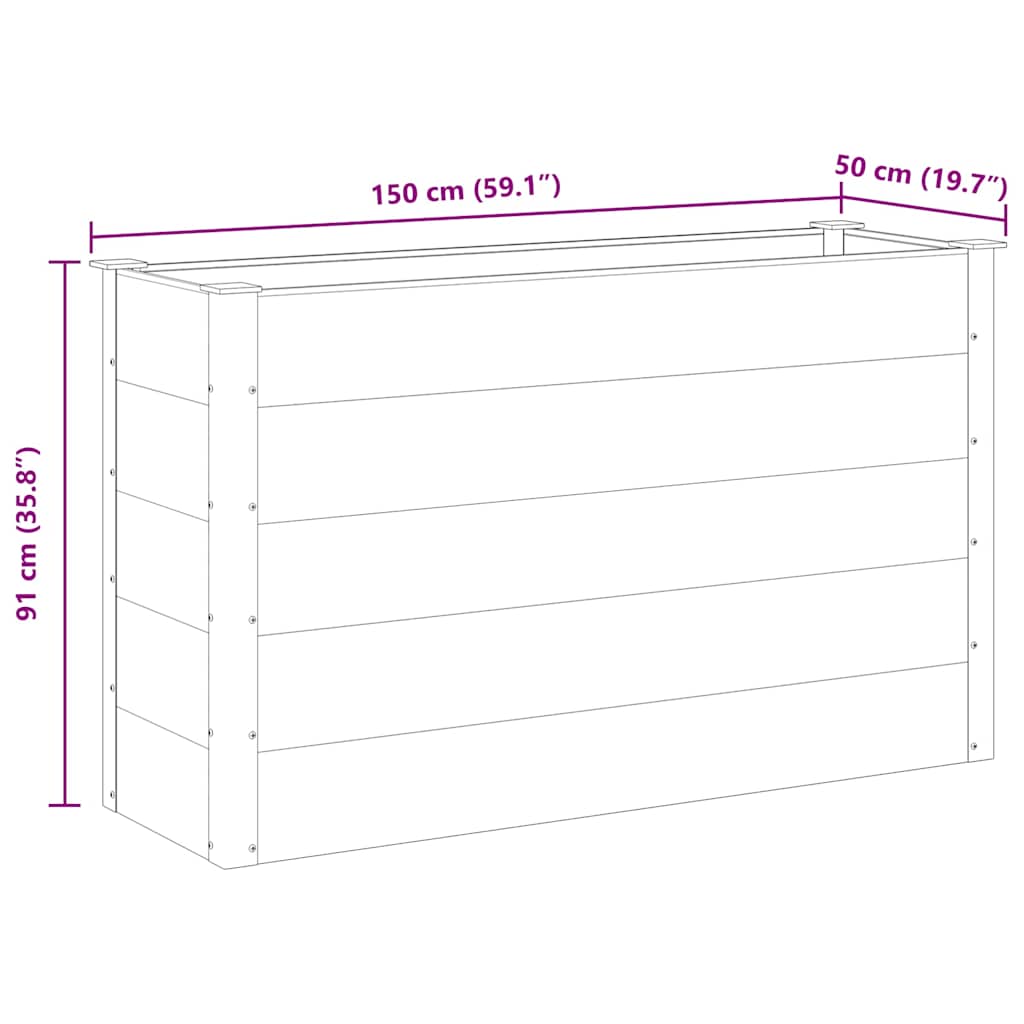 Градинска повдигната леха, WPC, 150x50x91 см, сива - VL43608 - Thumbnail 7