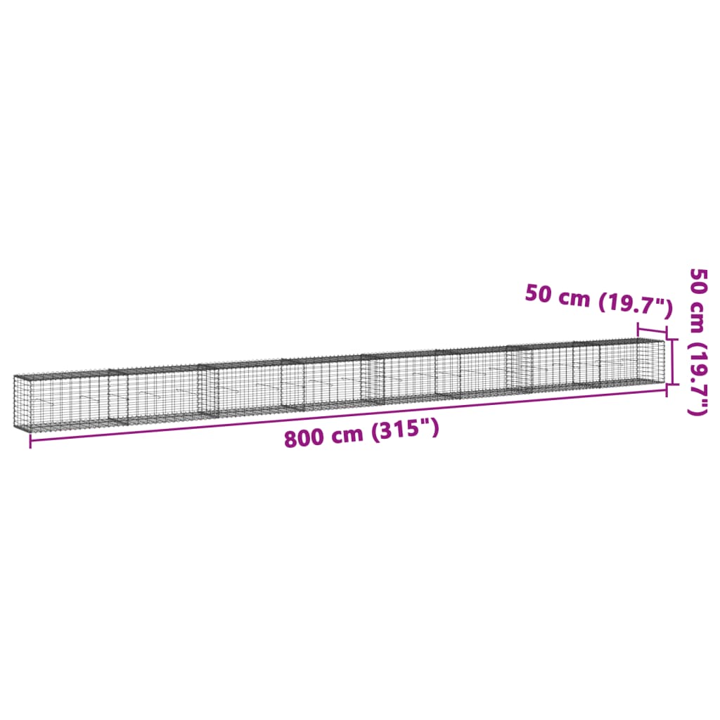 Габионна кошница с покритие, 800x50x50 см, поцинковано желязо - VL3295139 - Thumbnail 7
