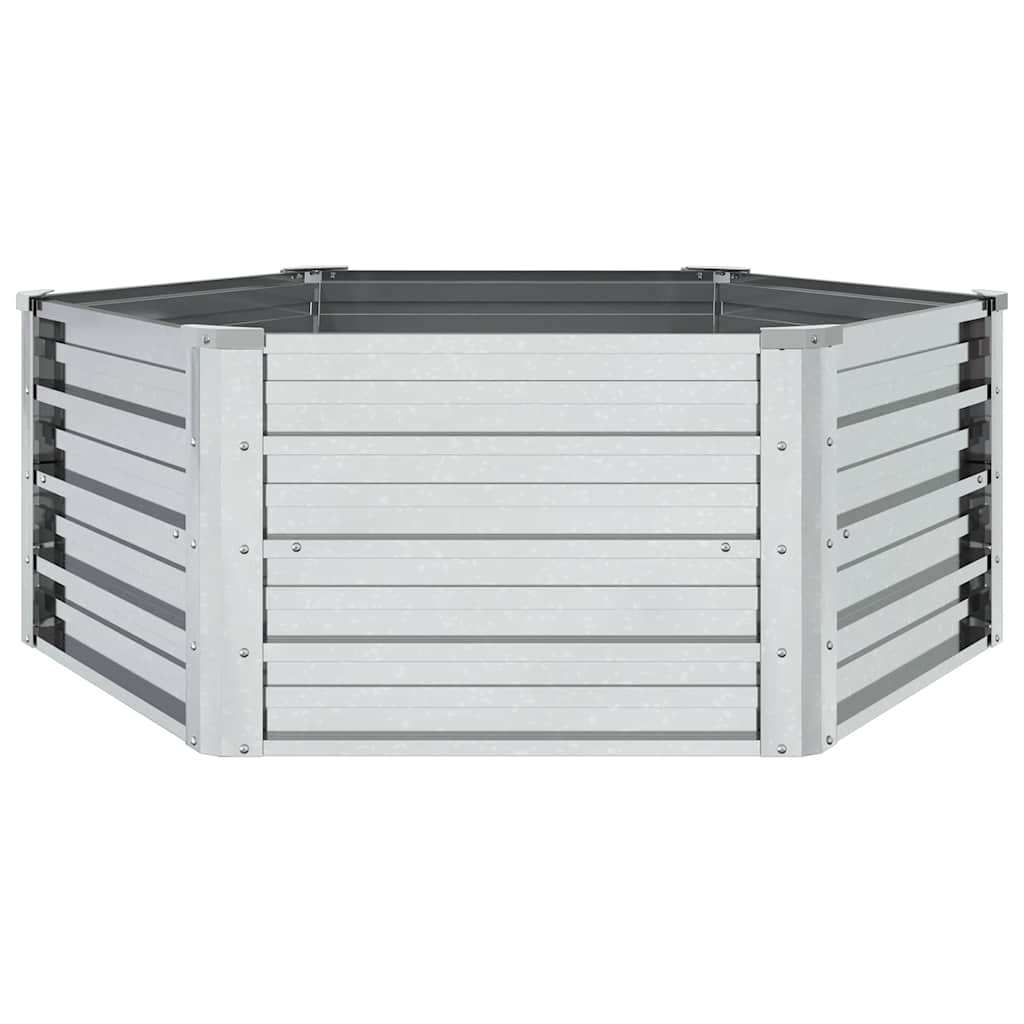 Повдигната градинска леха 129х45 см поцинкована стомана сребро - VL316881 - Thumbnail 3