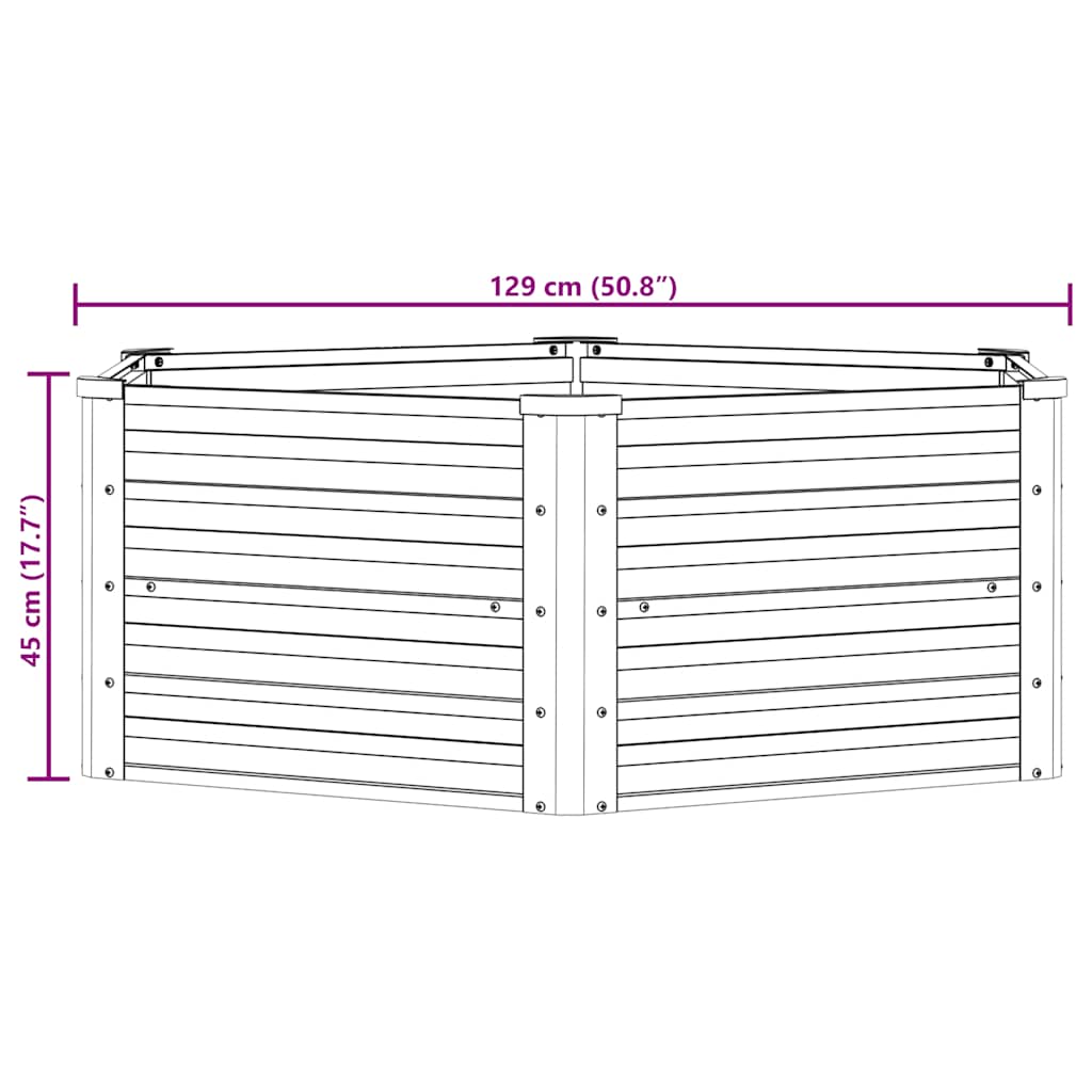 Повдигната градинска леха 129х45 см поцинкована стомана сребро - VL316881 - Thumbnail 9