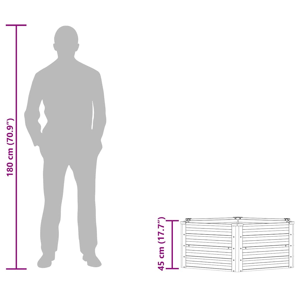 Повдигната градинска леха 129х45 см поцинкована стомана сребро - VL316881 - Thumbnail 10