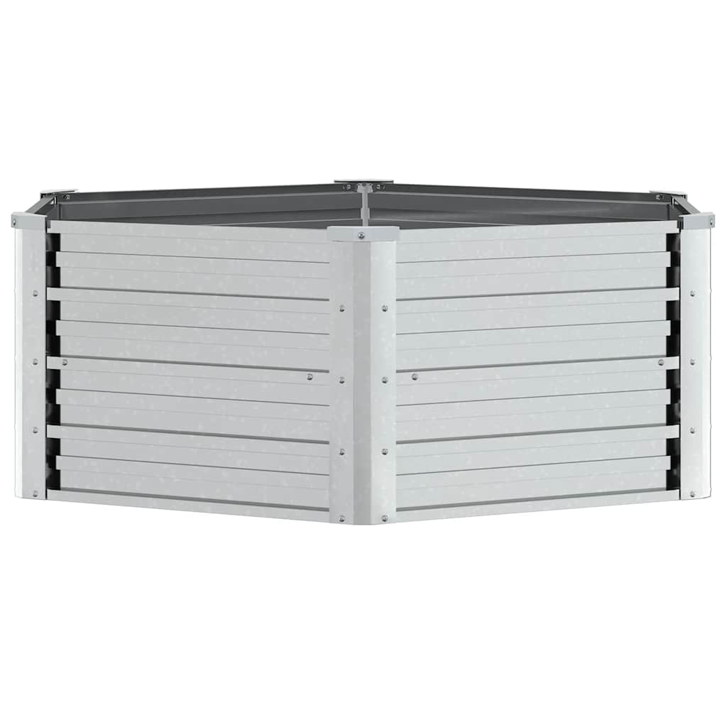 Повдигната градинска леха 129х45 см поцинкована стомана сребро - VL316881 - Thumbnail 5