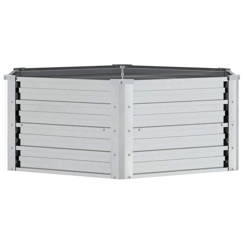 Повдигната градинска леха 129х45 см поцинкована стомана сребро - VL316881 - Thumbnail 6