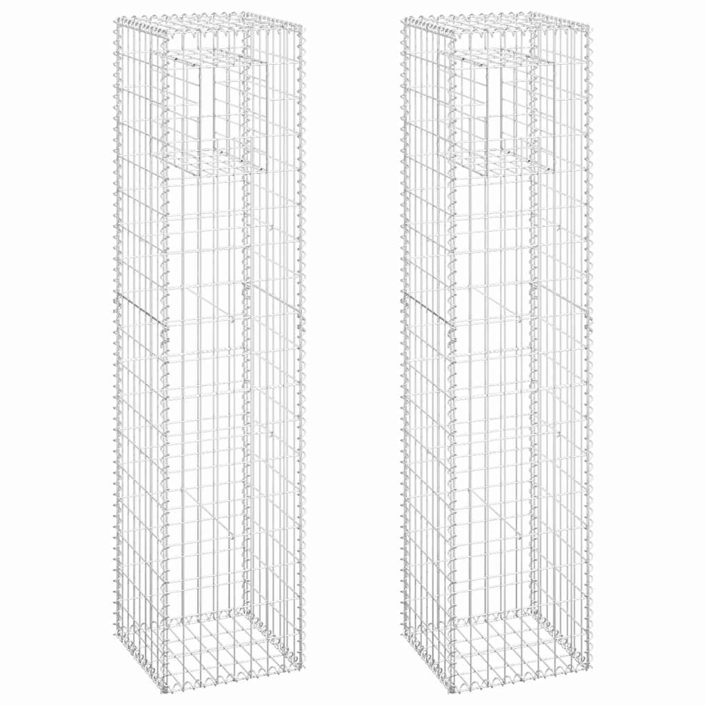 Габионна кошница стълб, 2 бр, 40x40x180 cм, желязо - VL151265 - Image 2