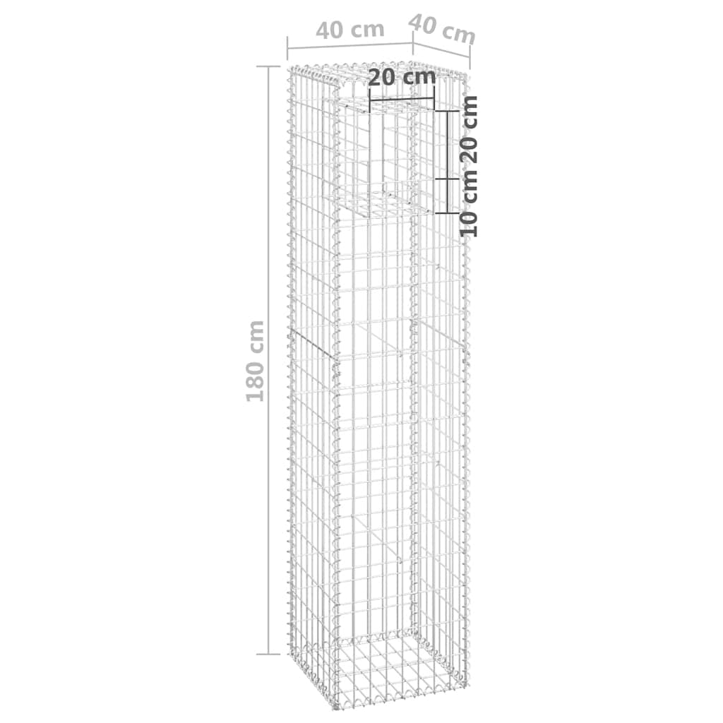Габионна кошница стълб, 2 бр, 40x40x180 cм, желязо - VL151265 - Image 7