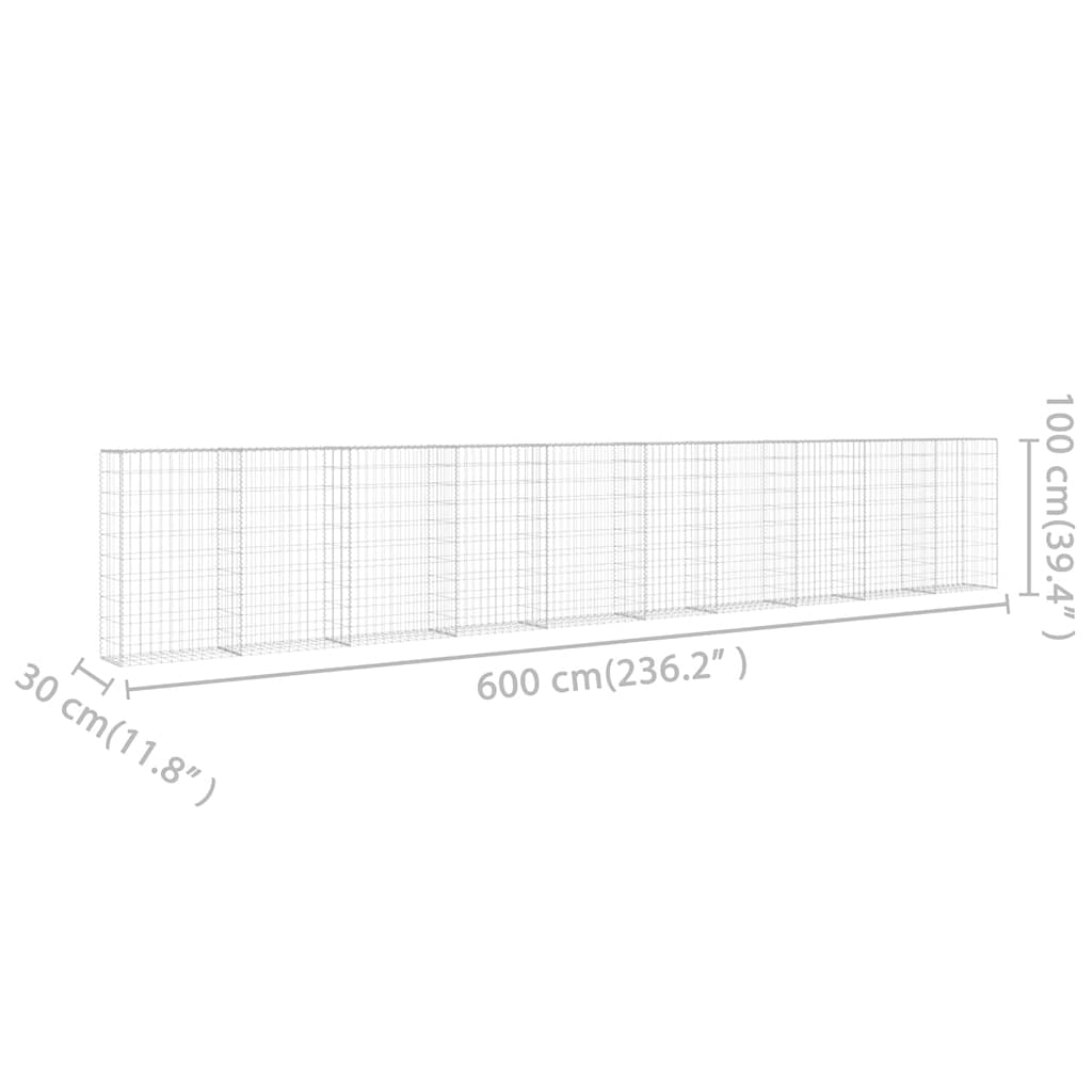 Габионна стена с капаци, поцинкована стомана, 600х30х100 см - VL143584 - Image 7