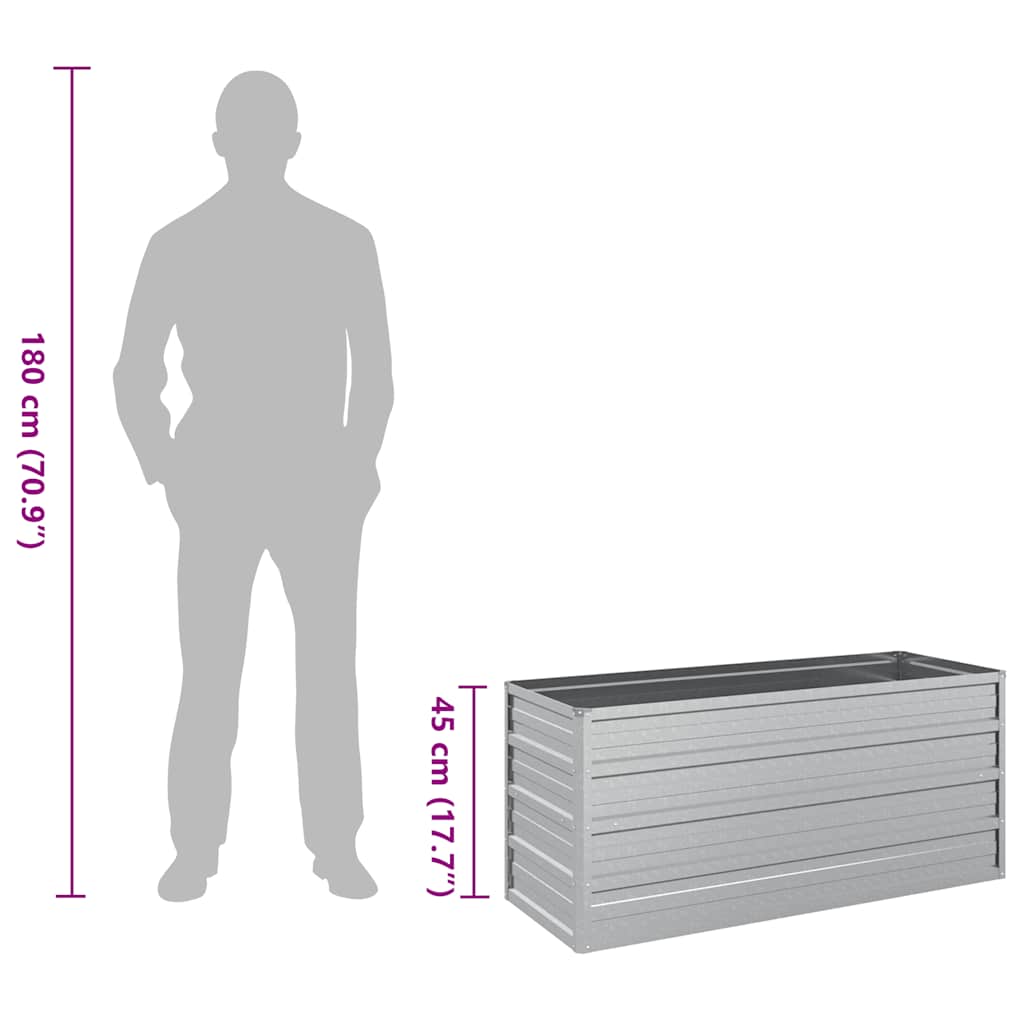 Повдигната градинска леха, 100x40x45 см, стомана, сребриста - VL316897 - Thumbnail 8