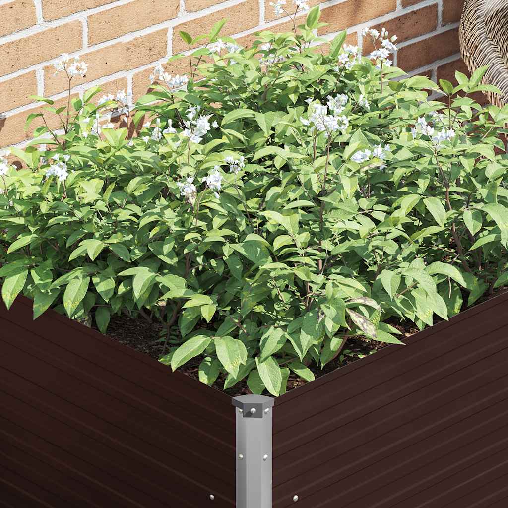 Повдигната леха, кафява, 100x100x77 см, поцинкована стомана - VL45712 - Thumbnail 4