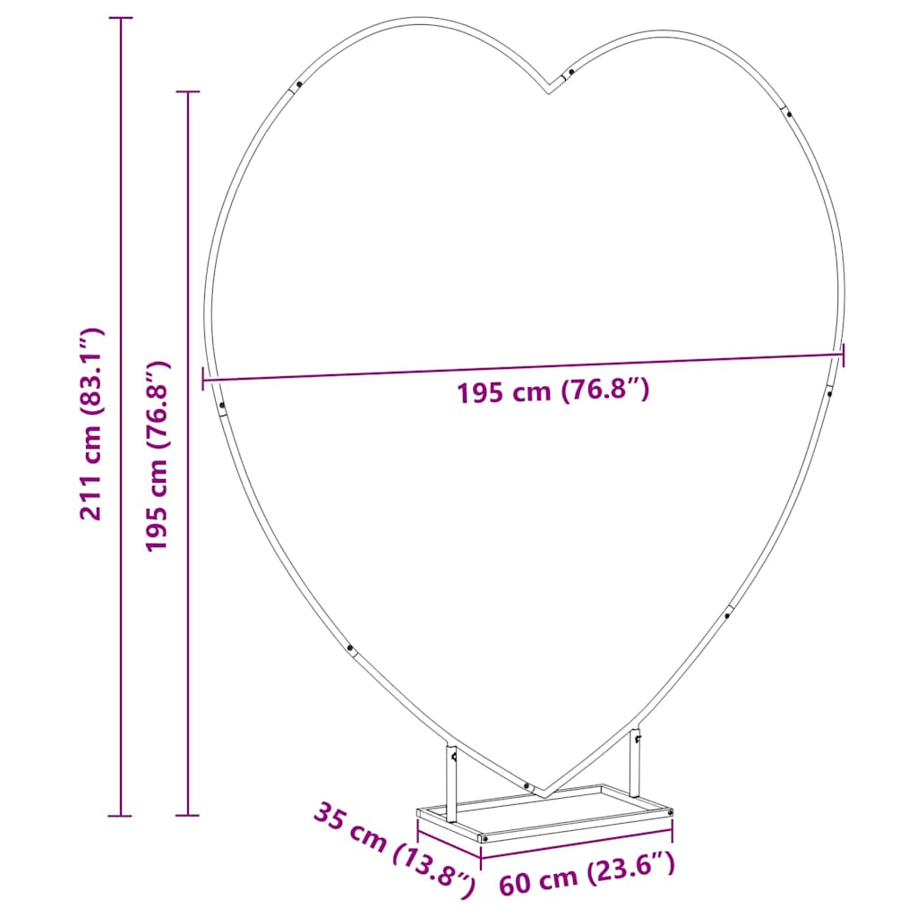 Сватбена арка Бяло 195 x 35 x 211 см Стомана - Thumbnail 9