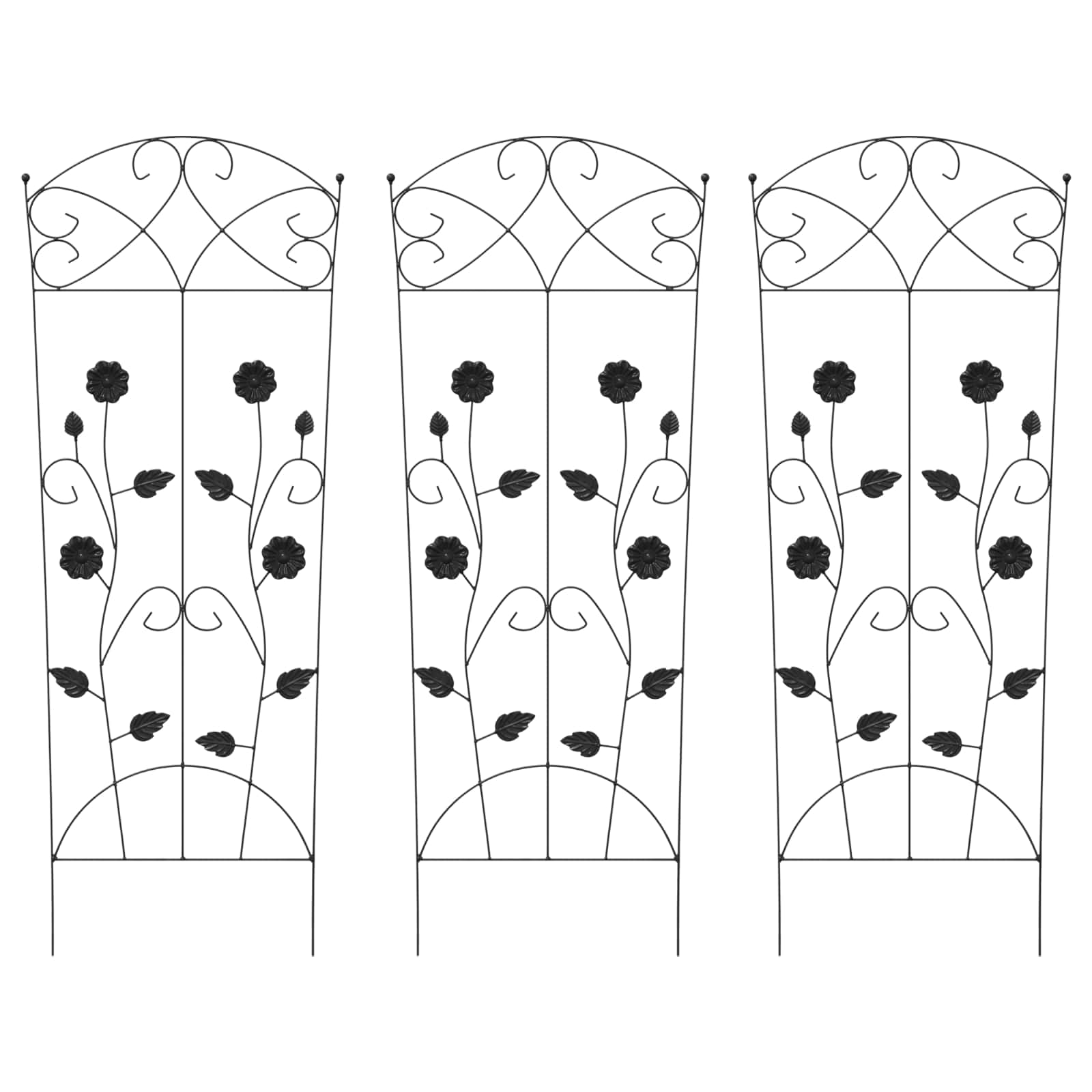 Градска ограда 3 pcs Черно 110,5 x 42,5 см Стомана - VL42021364 - Thumbnail 2