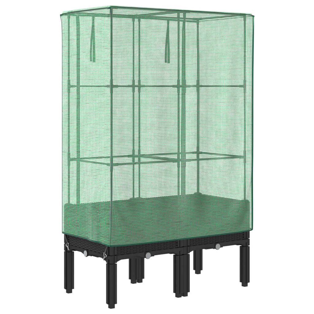 Повдигнато легло с оранжерия калъф, ратанов вид, 80x40x140 см - VL4015819 - Thumbnail 6