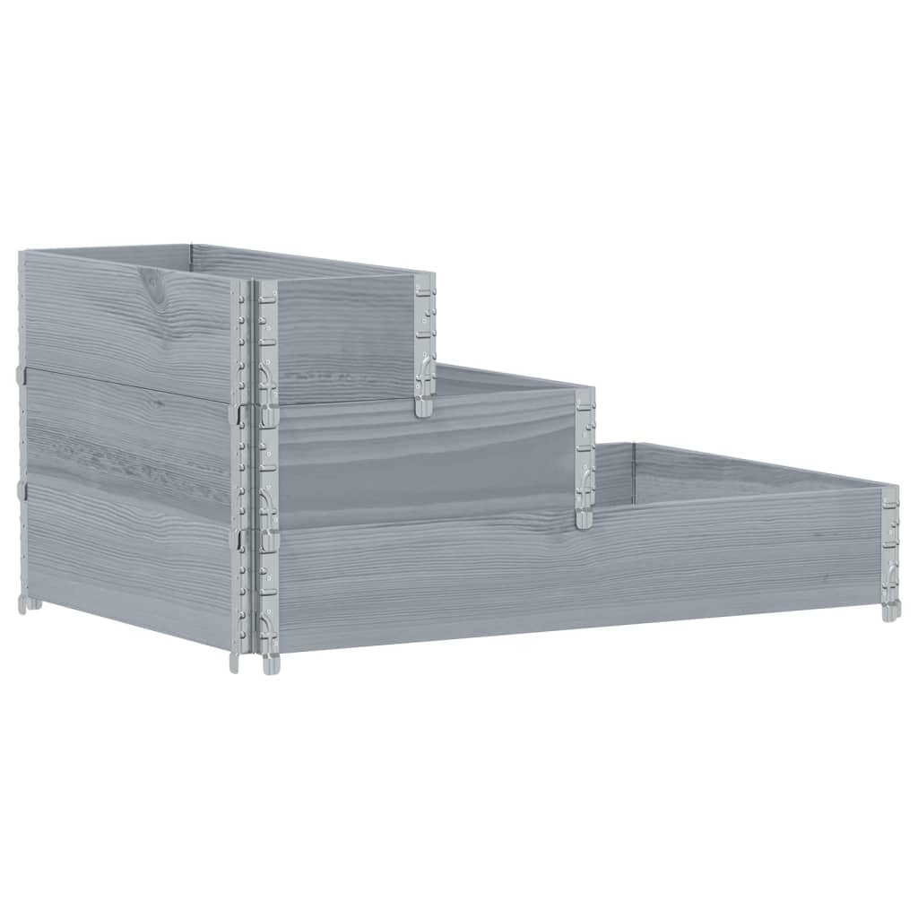 3-степенна повдигната леха, сива, 120x80 см, бор масив - VL4010311 - Thumbnail 2