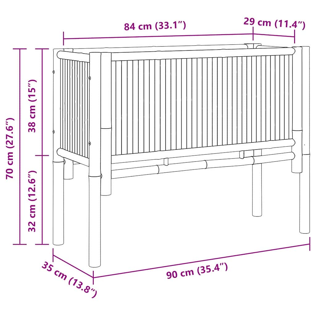 Повдигнато легло Кафяво 90 x 35 x 70 см бамбук - VL4106590 - Image 12