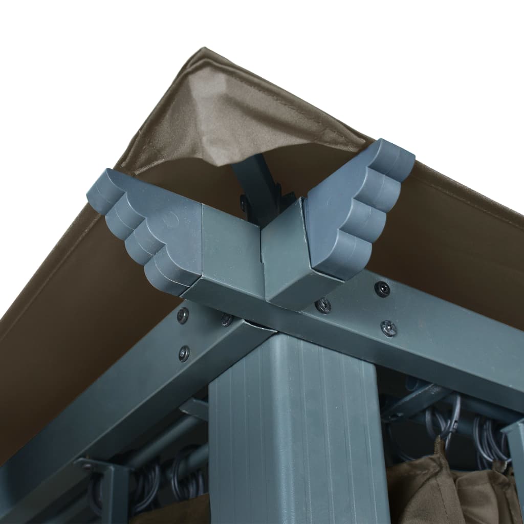 Шатра със завеси и LED светещи стрингове 4x3 м таупе алуминий - VL3070337 - Thumbnail 10