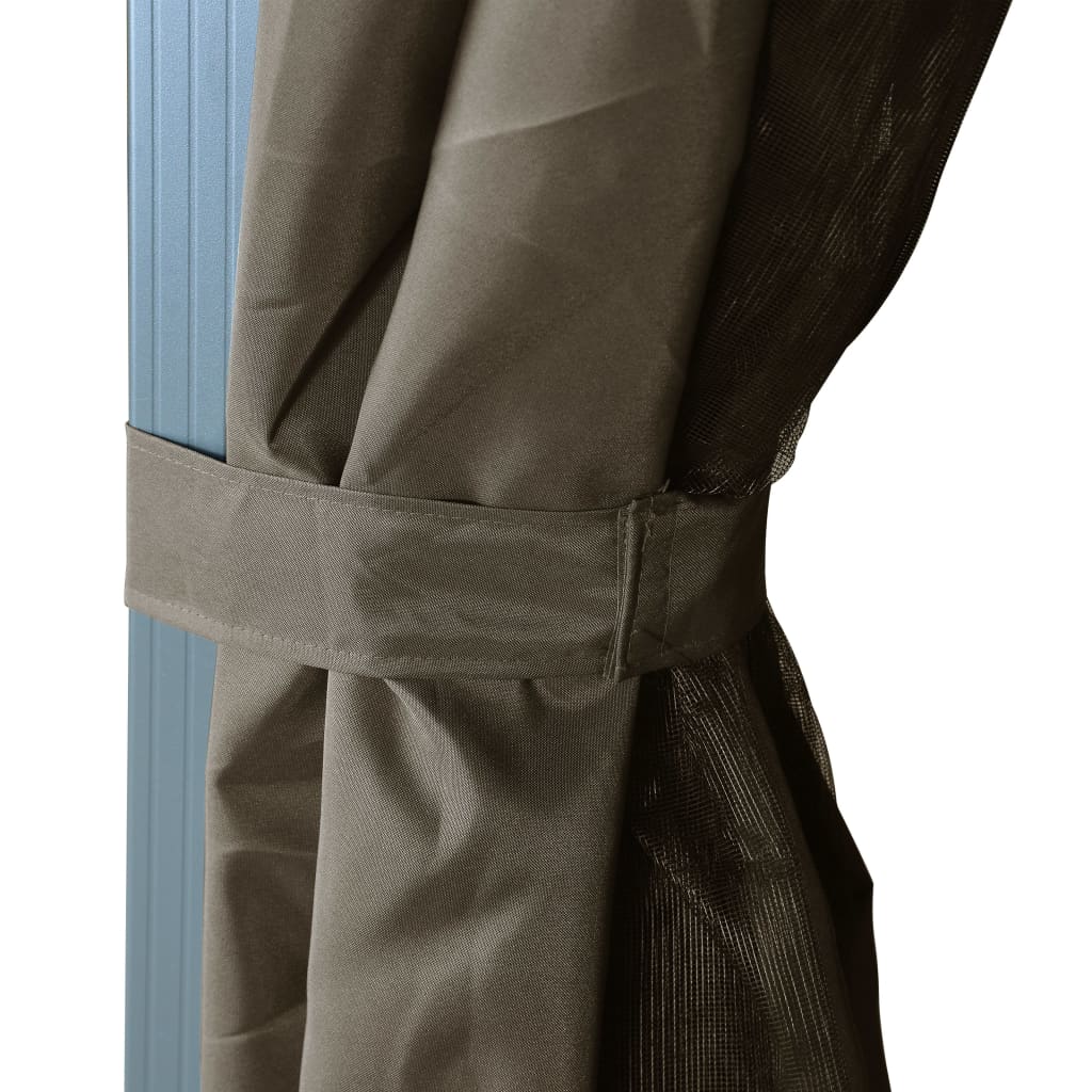 Шатра със завеси и LED светещи стрингове 4x3 м таупе алуминий - VL3070337 - Thumbnail 11