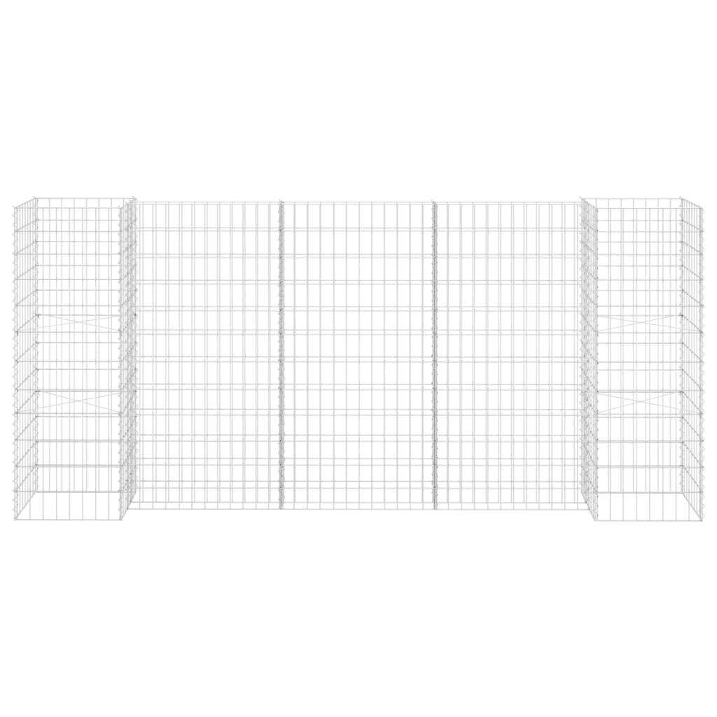 Габион плантер Н-образен, стоманена тел, 260x40x120 cм - VL145662 - Thumbnail 3