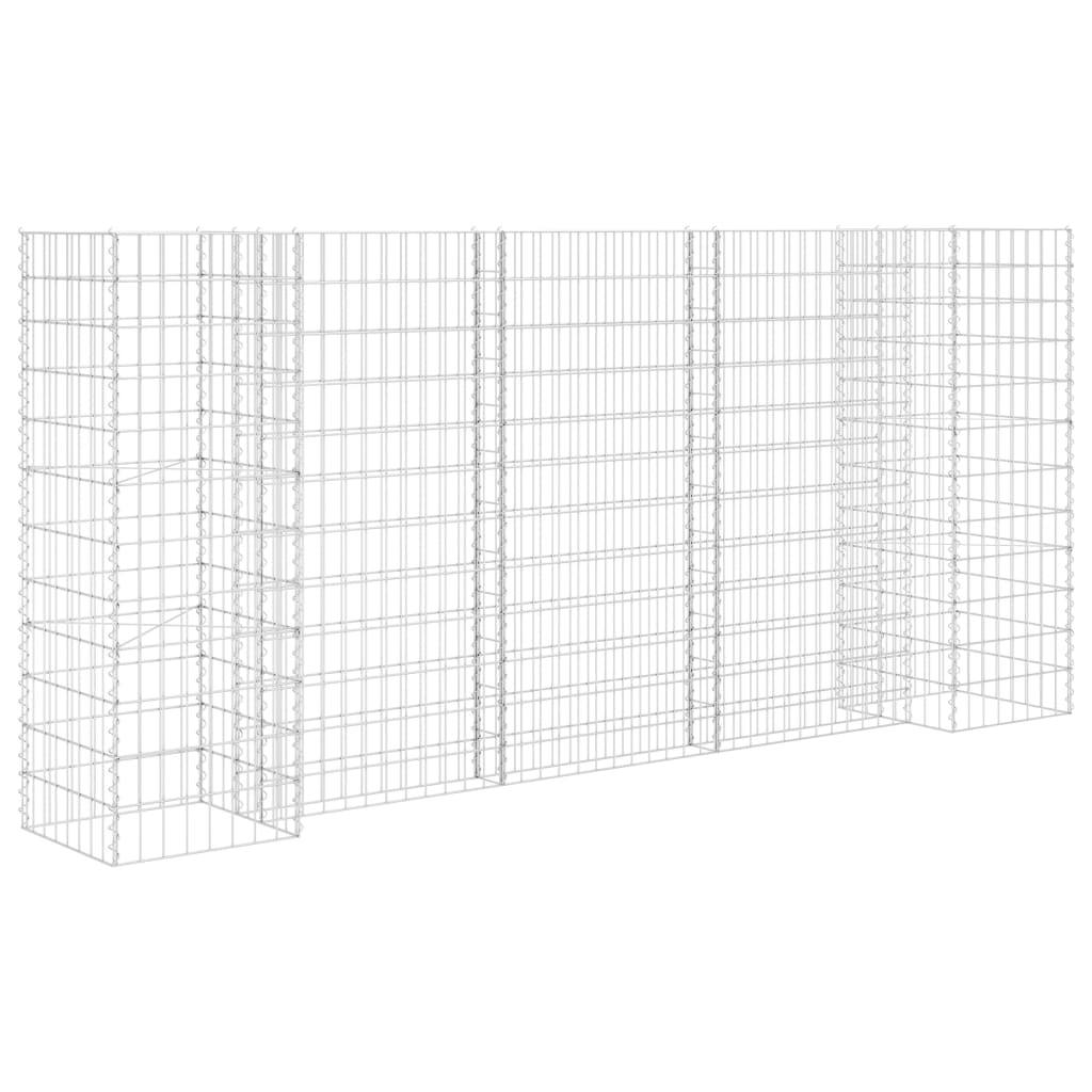 Габион плантер Н-образен, стоманена тел, 260x40x120 cм - VL145662 - Thumbnail 2