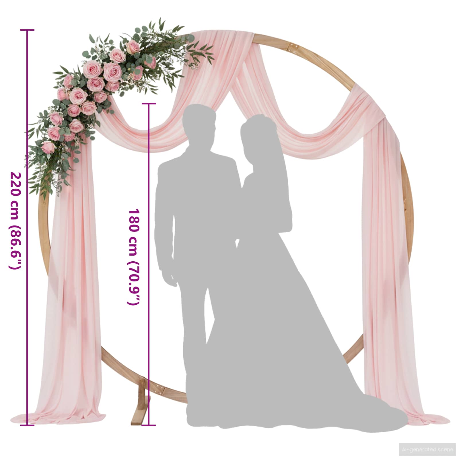 Сватбена арка Светло кафяво 224 x 80 x 220 см Солиден бор - Thumbnail 10