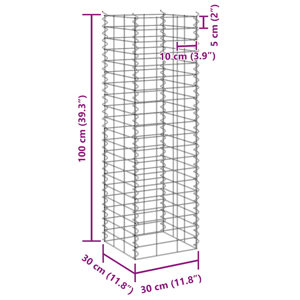 Габиони повдигнати лехи, 3 бр, 30x30x100 см, желязо - VL151249 - Thumbnail 9
