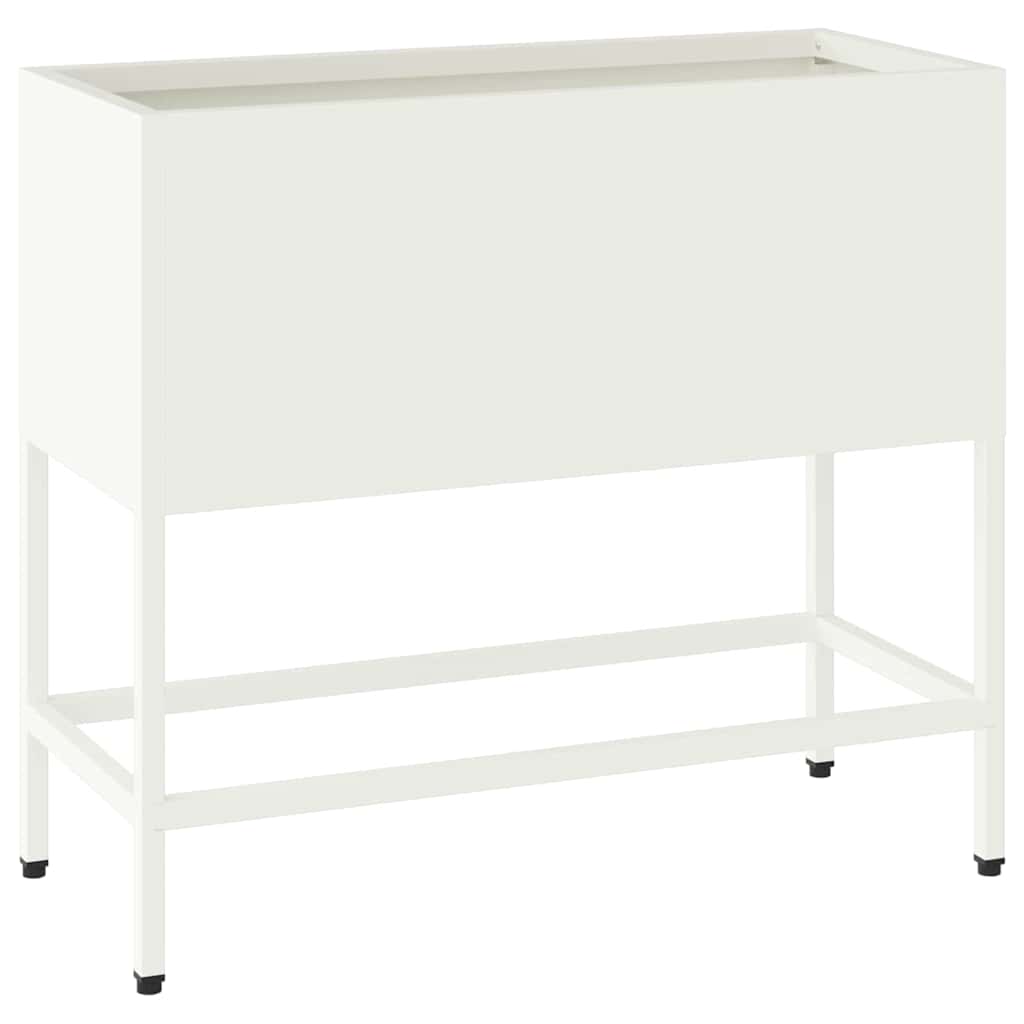 Повдигната градинска саксия Бяло 60 x 26 x 45 см Стомана - VL865884 - Thumbnail 2