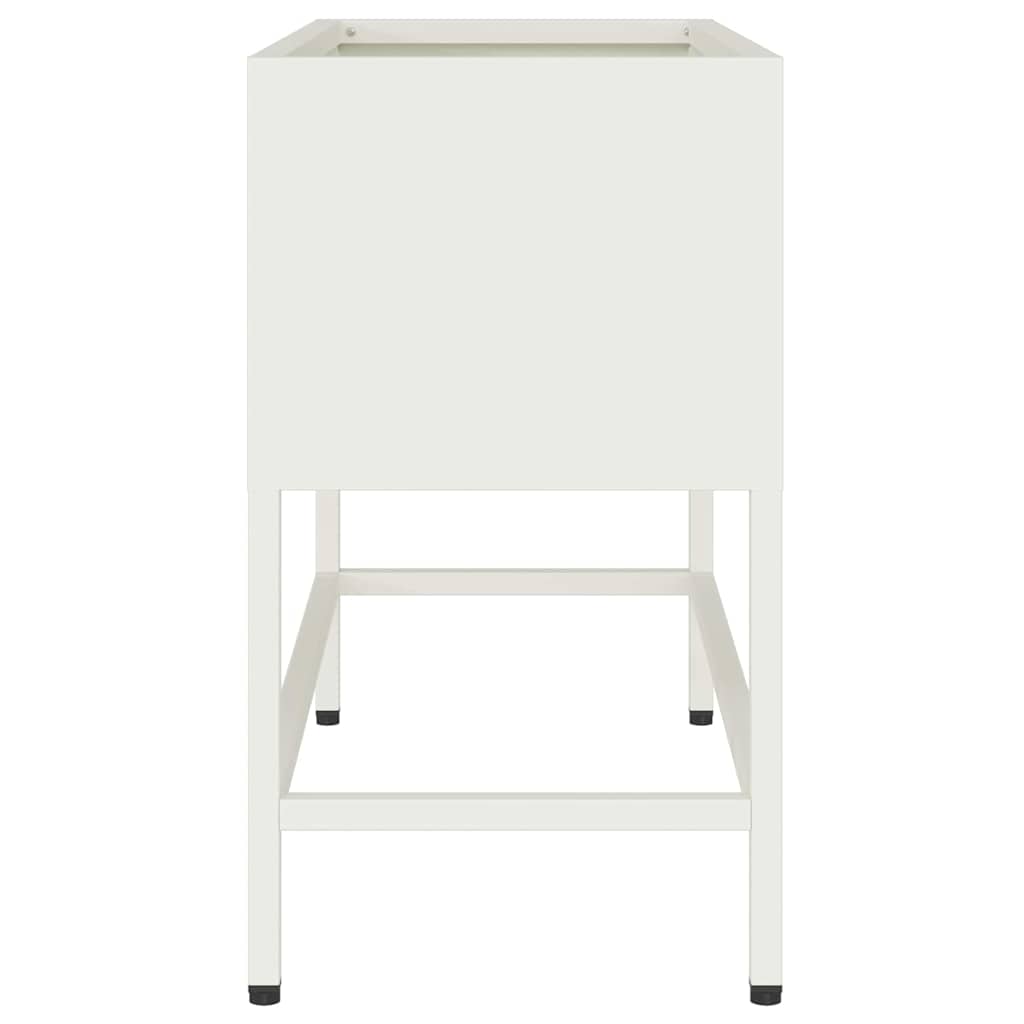 Повдигната градинска саксия Бяло 60 x 26 x 45 см Стомана - VL865884 - Thumbnail 6