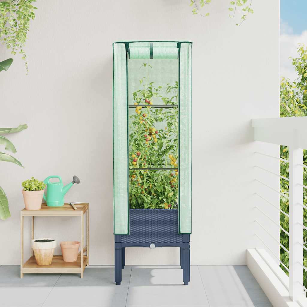 Повдигнато легло с оранжерия калъф, ратанов вид, 40x40x140 см - VL4015832 - Thumbnail 3