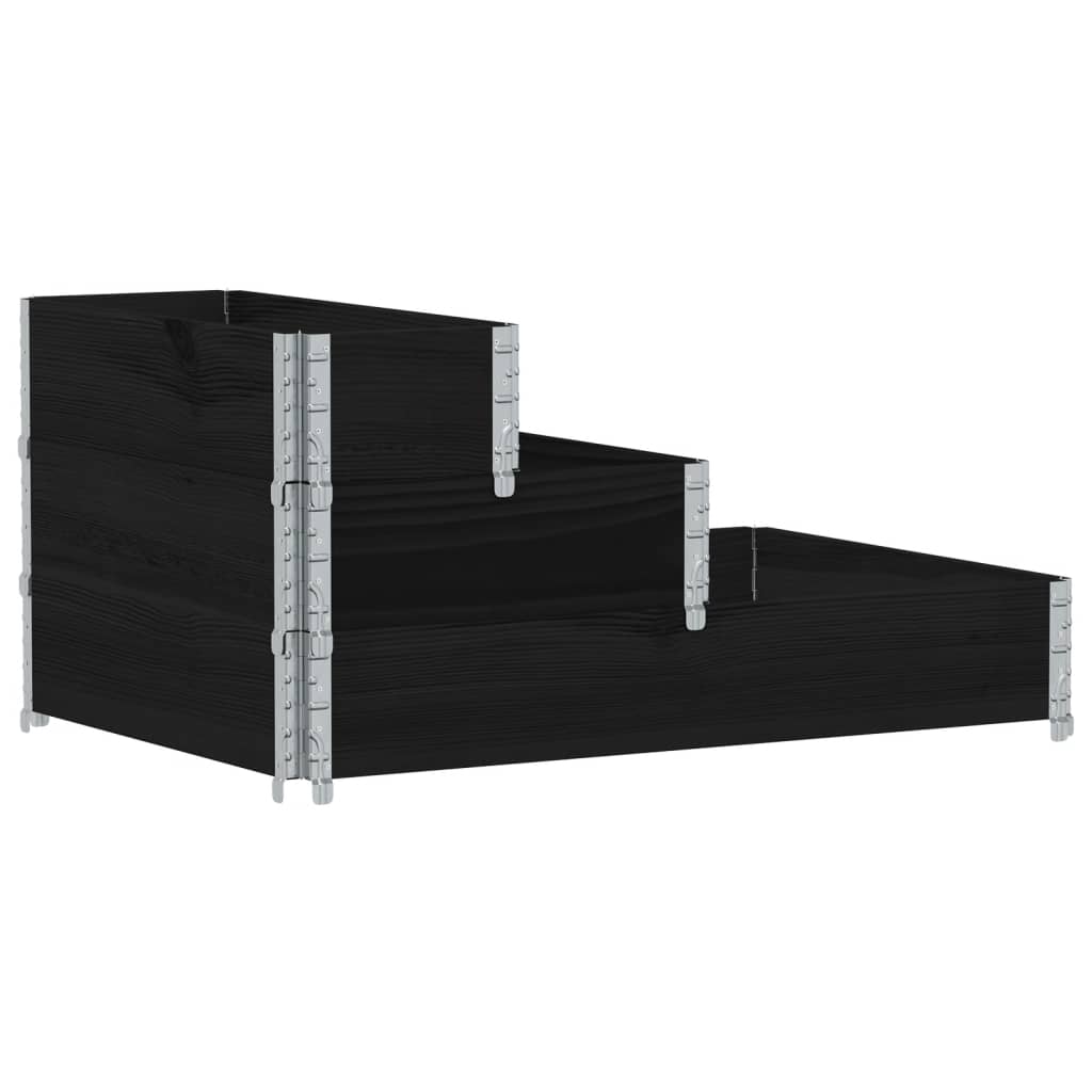 3-степенна повдигната леха, черна, 120x80 см, бор масив - VL4010310 - Thumbnail 2