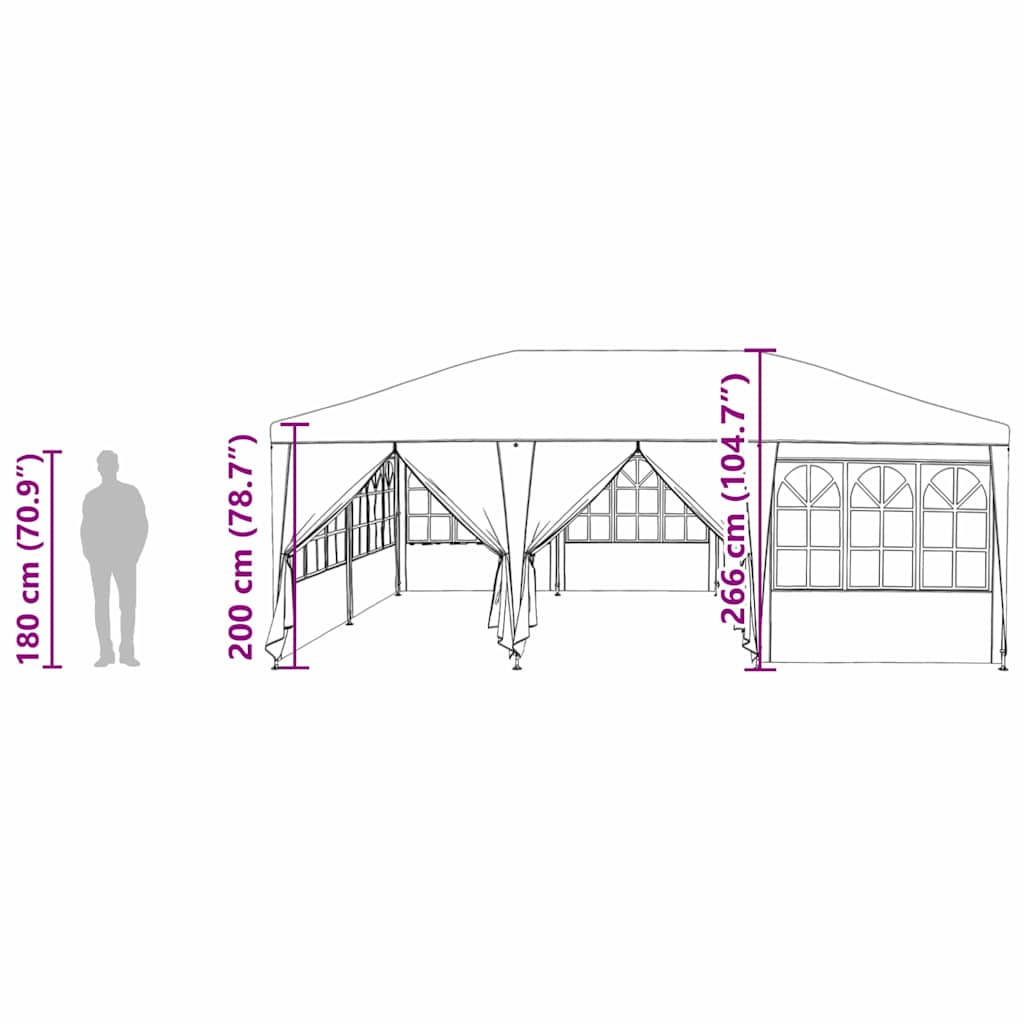 Парти шатър Бяло 600 x 400 x 266 см Полиетилен - VL42003433 - Thumbnail 13