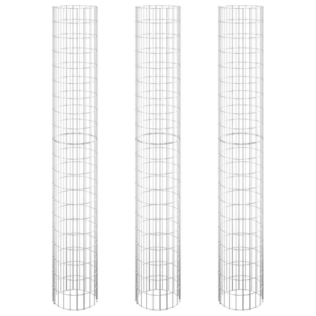 Габион кръгли повдигнати лехи 3бр поцинкована стомана Ø30x200см - VL152022 - Thumbnail 2