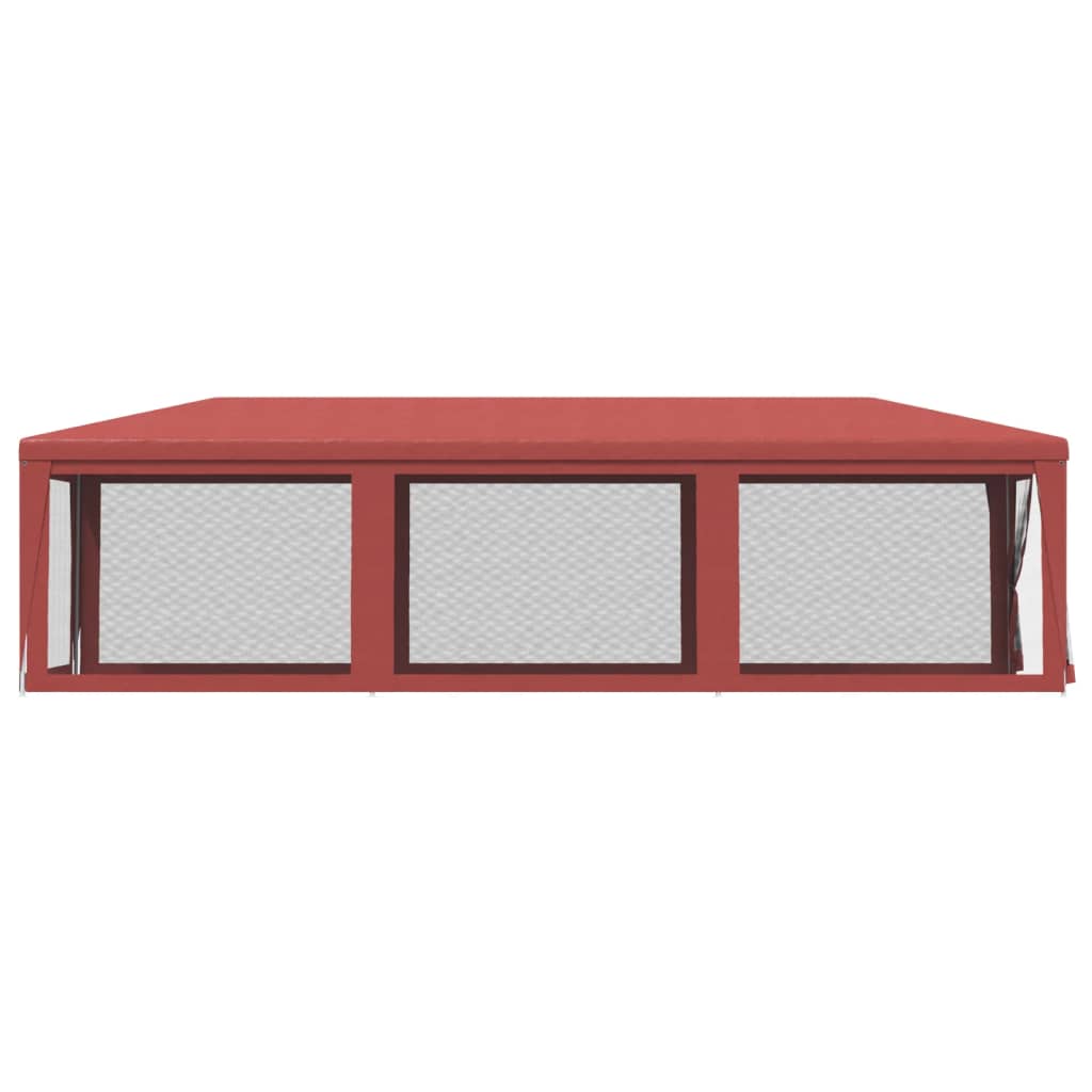 Парти палатка с 8 мрежести странични стени червена 3x9 м HDPE - VL319245 - Thumbnail 4