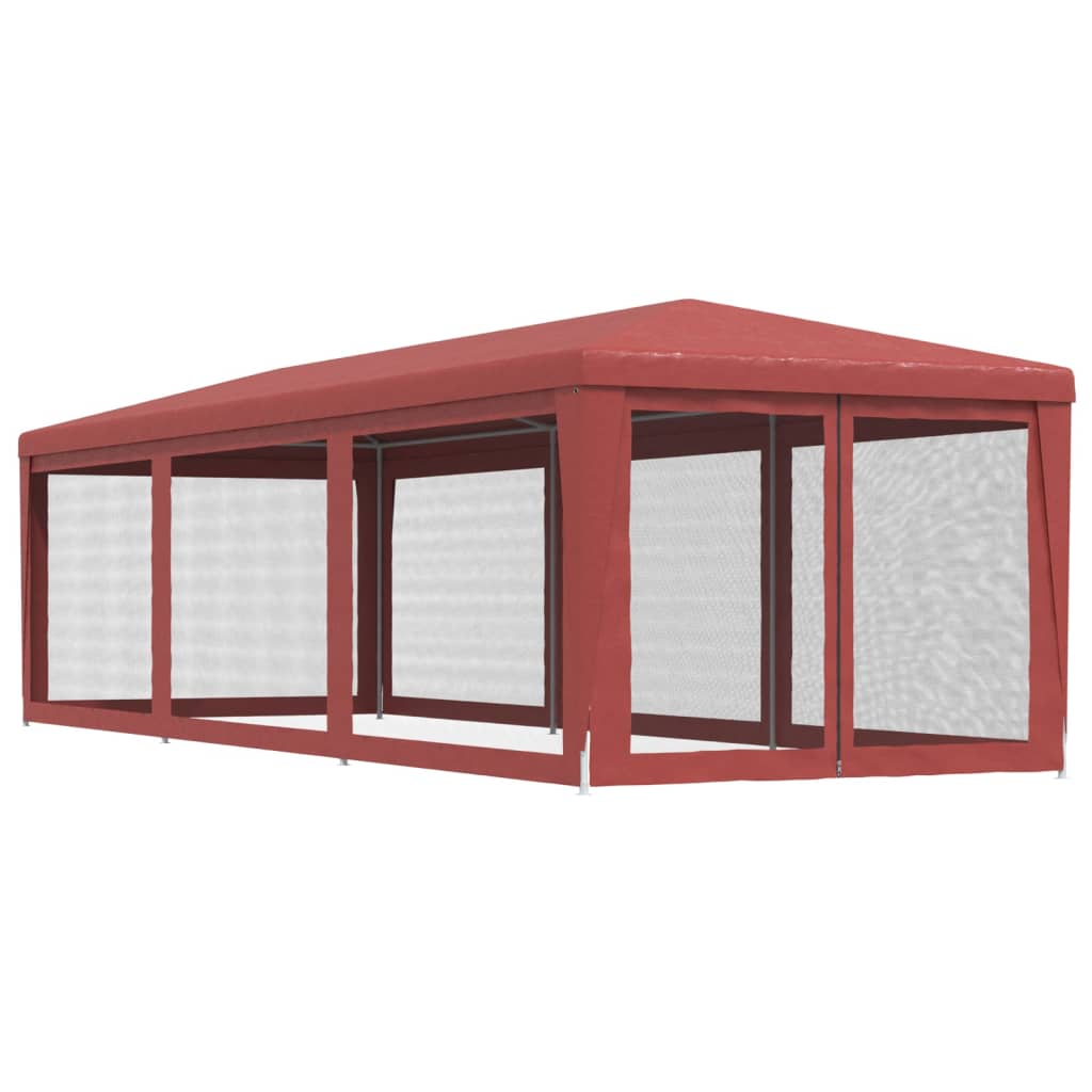 Парти палатка с 8 мрежести странични стени червена 3x9 м HDPE - VL319245 - Thumbnail 5